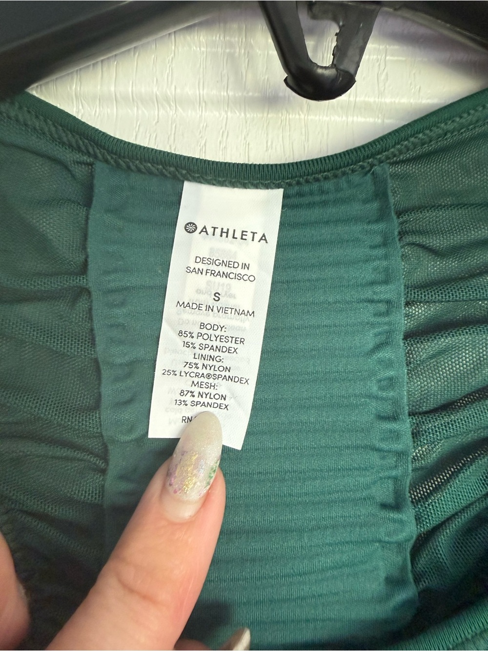 Athleta dark green Active Razorback Tank Top in a ruched design - Picture 3 of 4